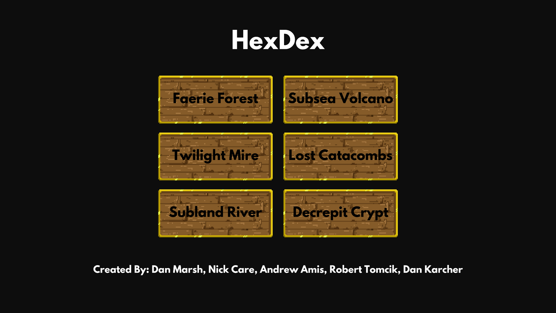 Hexdecks' main menu